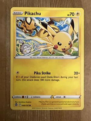 Pokémon TCG Pikachu Silver Tempest 049/195 Regular Common NM - Image 1 of 2