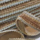 FULL CARD 25 metres of VINTAGE brown/silver chenille 20mm Upholstery Braid trim