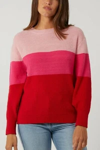 Ladies Women QED London Colour Block Crewneck Jumper - Picture 1 of 2