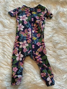 Children’s Place Size 3-6 Months pj baby girl one piece zip up floral - Picture 1 of 4