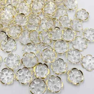 13mm Buttons Round Small Gold Rim Clear Rose Flower Baby Cardigans Knitting - Picture 1 of 8