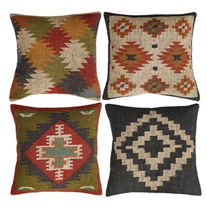 4 Jute kilim pillow cover Navajo south western cushion cover Throw Pillow - Picture 1 of 6