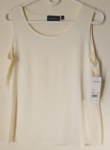 Elementz Women's Shirt Ivory White Lg. Round Neck Sleeveless Tank Top - Picture 1 of 11