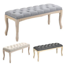 Upholstered Entryway Ottoman Bench w/ Rubber Wood Legs for Bedroom Hallway