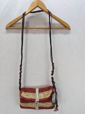 Cartera Sun N Sand Accesorios Informales Forrada en Rojo y Amarillo Mango Largo Cuentas Foto 1 de 4