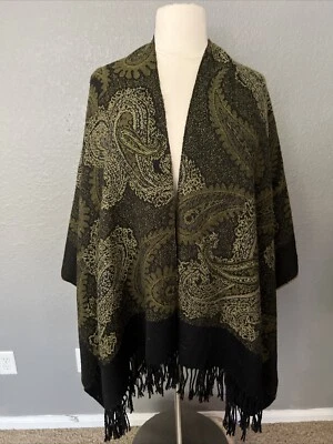 Capa Soft By Avenue OS Marrón Paisley Flecos Largo Más Largo Suave Acogedor Otoño Foto 1 de 4