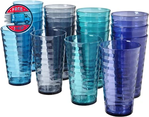 Splash 18 Ounce Plastic Stackable Water Tumblers in 4 Coastal Colors - Picture 1 of 12