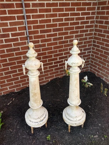Rare Antique Cast Iron Horse Hitching Posts ~ Architectural Garden Entrance Cover