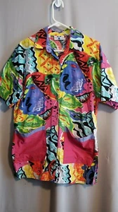 Vintage Viewpoint by Gottex Hidden Faces Abstract Print Shirt Large - Picture 1 of 5