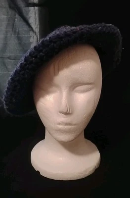 Mujer Crochet Boina Sombrero Azul Otoño Invierno Primavera 12" Diámetro. Foto 1 de 4