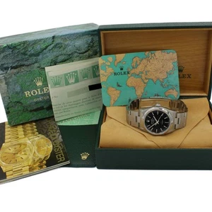 Men's Rolex OP Air-King Watch 14000 Black Dial 34mm w/Box & Papers #W166457-1 - Picture 1 of 7