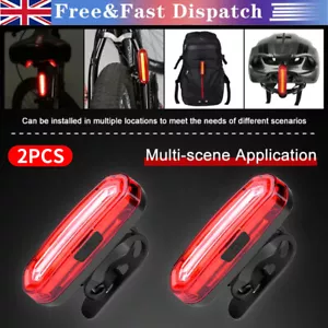2x Rear Light for bicycle back light Waterproof USB Rechargeable LED Bike light - Picture 1 of 12