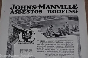 1917 JOHNS-MANVILLE advert. ASBESTOS Roofing, 1st National Bank building, Omaha - Foto 1 di 3