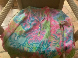 Lilly Pulitzer Elsa Silk Coral Blouse Top Wm Sz M - Picture 1 of 7