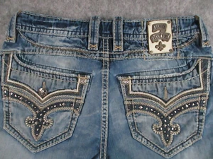 Rock Revival Shorts Jeans Mens 34 Blue Denim Dorsett Straight Altered 34x4 - Picture 1 of 23