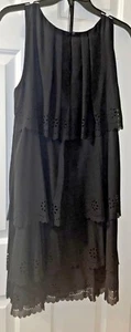 Women’s Jessica Simpson Black Tiered Ruffle Dress With 1/2” Black Belt Size 8 - Picture 1 of 12