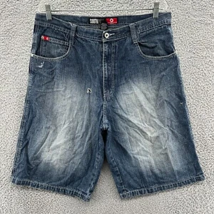 Pantaloncini corti vintage Southpole da uomo 36 larghi Y2K hip hop rossi linguettati pantaloncini sbiaditi - Foto 1 di 15