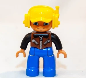Lego Duplo Airline Airplane Plane Helicopter Pilot Figure Yellow Helmet Headset - Picture 1 of 6