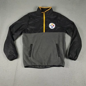 Pittsburgh Steelers Sweater Mens Large Gray NFL 1/4 Zip Pullover Sweatshirt - Picture 1 of 9
