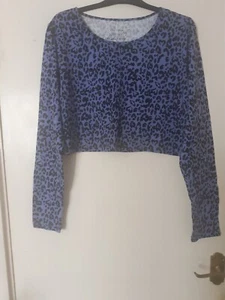 Primark Ladies Blue Leopard Print Crop Top Size 20 (More Accurate To A 12/14... - Picture 1 of 5