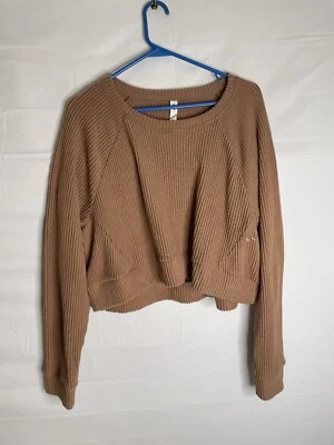 Zella Mujer Talla Grande Manga Larga Acanalado Crop Marrón Active Wear 915 Foto 1 de 4