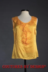 St John Knits Ruffled Silk Tank,Top,Shell Marigold Sz 2 NWT MSRP $590 - Picture 1 of 2