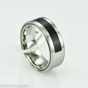MOVADO EDELSTAHL RING MIT HALBBAND SCHWARZ MITTELGRÖSSE 7 - Bild 1 von 8