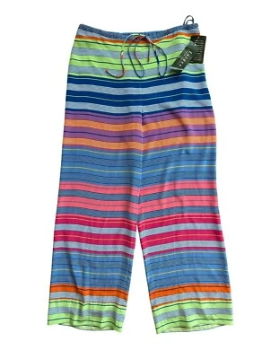 Pantalones Lauren Ralph Lauren Mujer 100% Seda Multicolor Rayas Pierna Ancha Talla 4 Nuevos con Etiquetas Foto 1 de 4