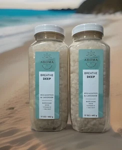 2 Bath & Body Works Aroma BREATHE DEEP Eucalyptus & Lavender Luxury Soak Salts - Picture 1 of 5