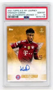 2021 Topps Alphonso Davies My Journey UCL Kingsley Coman Orange 1/1 Auto PSA 10 - Picture 1 of 2