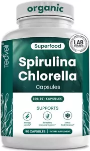 Athinika Organic Spirulina & Chlorella Detox Capsules, Energy & Immunity Booster - Picture 1 of 4
