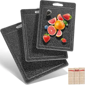 Schneidebrett Set 3 Teilig Granit Optik Schneidebretter Kunststoff Küchenzubehör - Bild 1 von 7