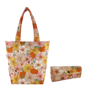 SACHI INSULATED FOLDABLE SHOPPING MARKET TOTE INSULATED BAG RETRO FLORAL - Picture 1 of 5