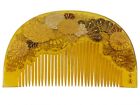 Ancien peigne japonais en celluloïd ambre Kushi-kanzashi ornement cheveux : 19 août-Q