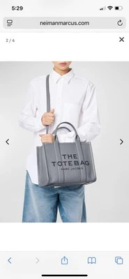 Bolso de Mano Marc Jacobs The Mediano Cuero Gris Lobo 2 Vías Usado Auténtico Foto 1 de 4