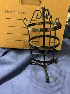 3 Tier Black Rotating EARRING DISPLAY Carousel- 9" Tall Portable - Picture 1 of 5