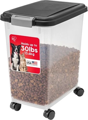Contenedor hermético de almacenamiento de alimentos para perros IRIS EE. UU., hasta 30 libras, 30 negro  Foto 1 de 4