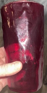 SET of 5 Vintage MORGANTOWN Crinkle Glass Ruby Red Flat Ice Teas 5 1/2” Tall - Picture 1 of 1