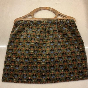Bolso alfombra terciopelo floral vintage bolso de tejer satinado forrado asa jaspeada - Imagen 1 de 7