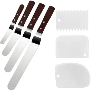 4 Packs Offset Spatula, Stainless Steel Cake Icing Spatula Set 4” 6” 8” 10”wi... - Picture 1 of 7