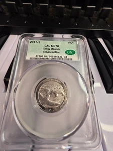 S Effigy Mounds Quarter CAC MS70 2017 mejorado sin circular grado más alto - Imagen 1 de 2