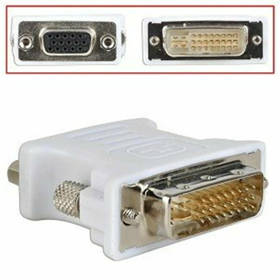 DVI-I Male Dual-Link 24+5 to VGA Female DE-15 Video Monitor Adapter Converter US - Image 1 of 4