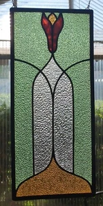 Bleiverglasung 1 antikes Fensterbild- / Messingverglasung Jugendstil / Art Deco - Bild 1 von 15