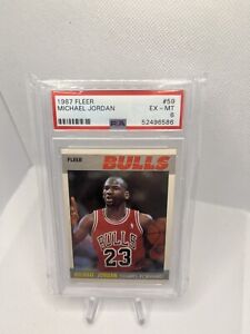 1987 Fleer Basketball #59 Michael Jordan PSA 6 Ex-Mint Chicago Bulls HOF 