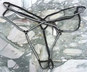 NEU Victoria Secret sehr sexy V-String Riemchen offener Panel Glanz - schwarz - XXL - Bild 1 von 2