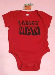 LADIES' MAN BABY RED AND BLACK ONE PIECE BODYSUIT 3-6 MONTHS BOYS OLD NAVY - Picture 1 of 4