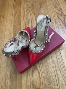 Comfort Studded  Strappy Pointed Toe Heels 👠 Cut Out  Red  Women Shoes 37 - Picture 1 of 4
