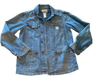 Lucky Brand Chore Work Jacket Denim Button Front Workwear Pockets Sz M - Picture 1 of 9