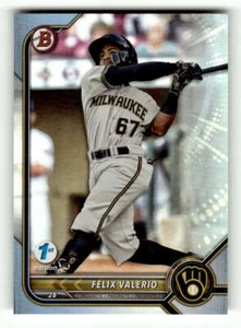 2022 Bowman Draft 1st Edition Sky Blue #BD-66 Felix Valerio RC Rookie Brewers - Picture 1 of 2