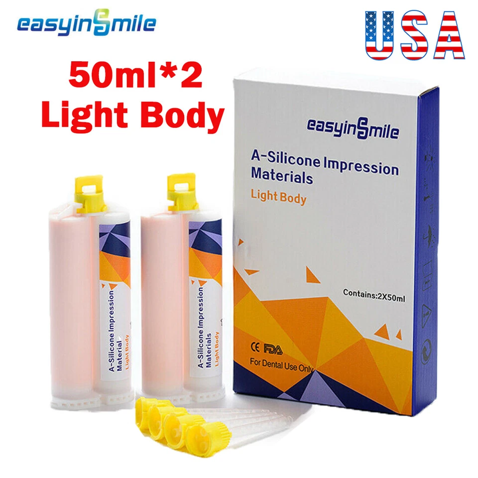 EASYINSMILE Silicone Impression Material Light Body PVS regular set 2*50ml Dental Materials